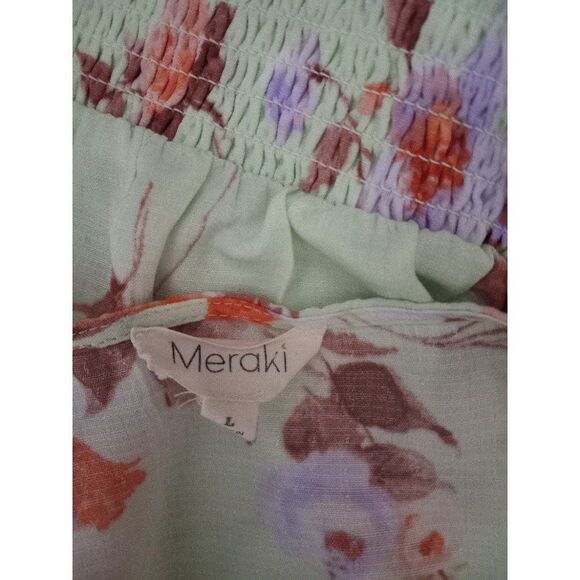 Meraki floral half top with elastic sleeves & bottom - Picture 3 of 5